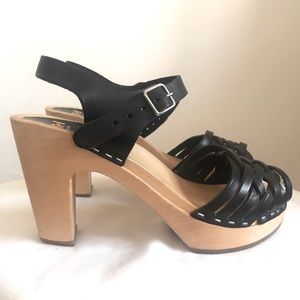 Swedish Hasbeens Black Braided Sky High EU Size 36